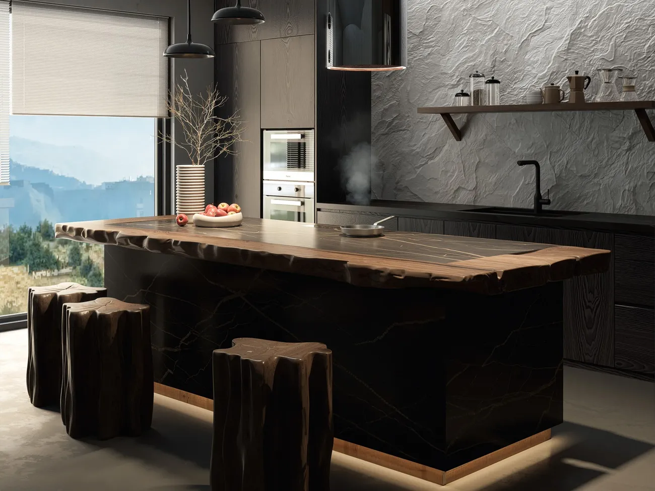 NOIR WOOD KITCHEN ISLAND
