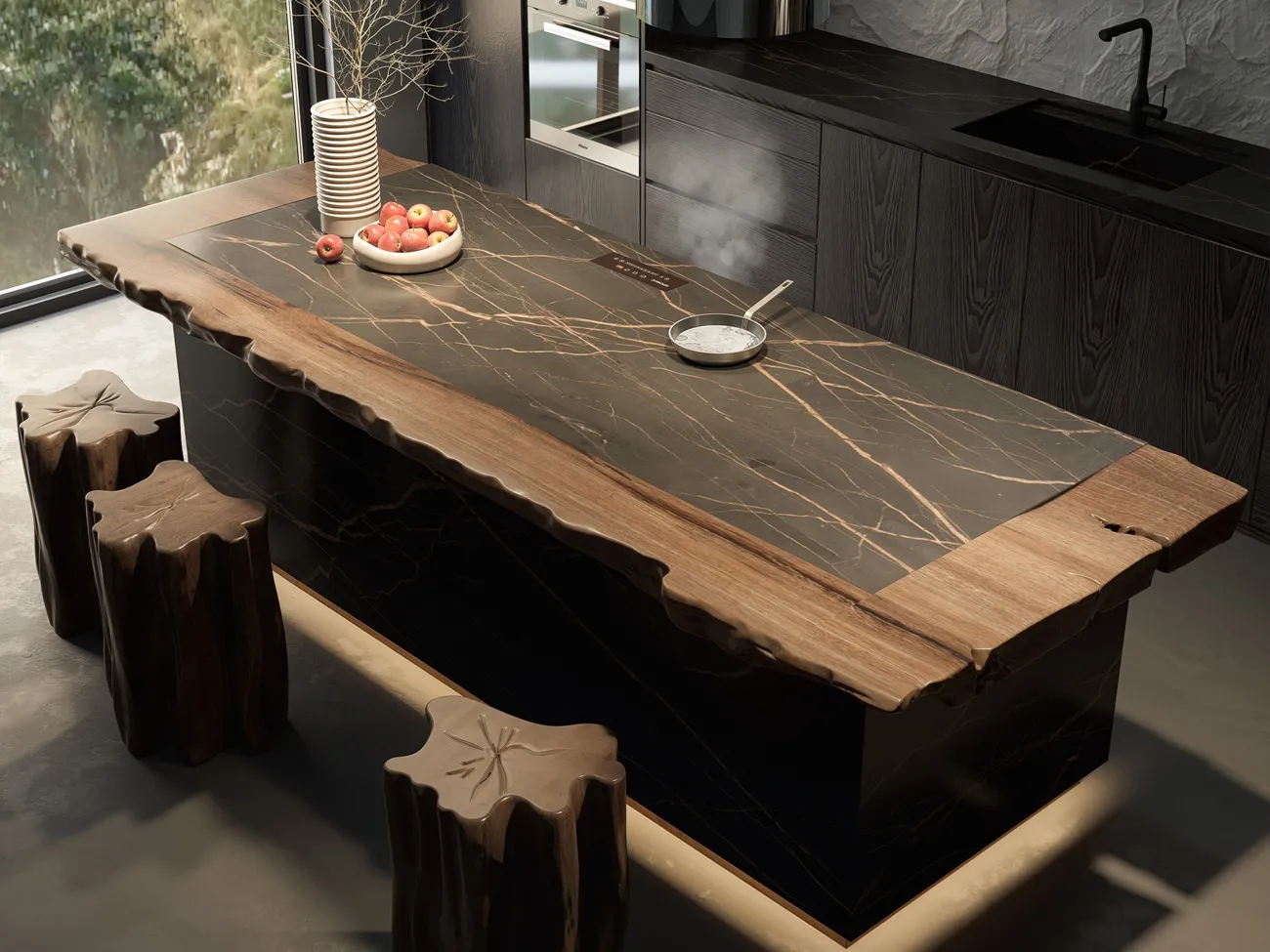 NOIR WOOD KITCHEN ISLAND